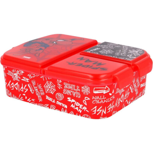 Spiderman Web Broodtrommel 3 vakjes - 18 x 13 cm - Brooddoos - Lunchbox