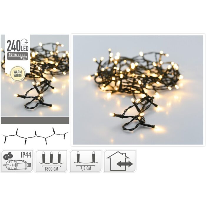 Kerst Ledverlichting Buiten, 240 Led Warm Wit 0,5Cm Lampje 7,5 Cm Tussen Lampjes, Ip44