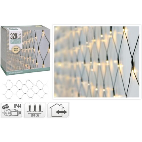 Kerst Led Netverlichting 320 Led Warm Wit Buiten, 0,5Cm Lampje, 300X150Cm, Ip44