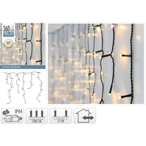 Kerst Kest Ijspegelverlichting 360 Led Warm Wit Buiten 1200X52Cm, Ip44 Adapter Ce/Kema