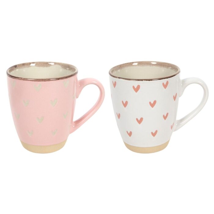 Koffiemok hartjes roze/wit 220ml assorti (assortiment – willekeurige uitvoering)