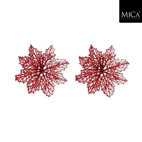 Clip poinsettia rood 2 stuks - h3xd13,5cm