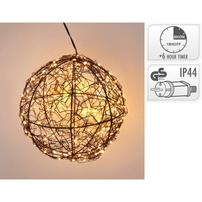 Bal Met Led Zwart Metaal 18Cm
