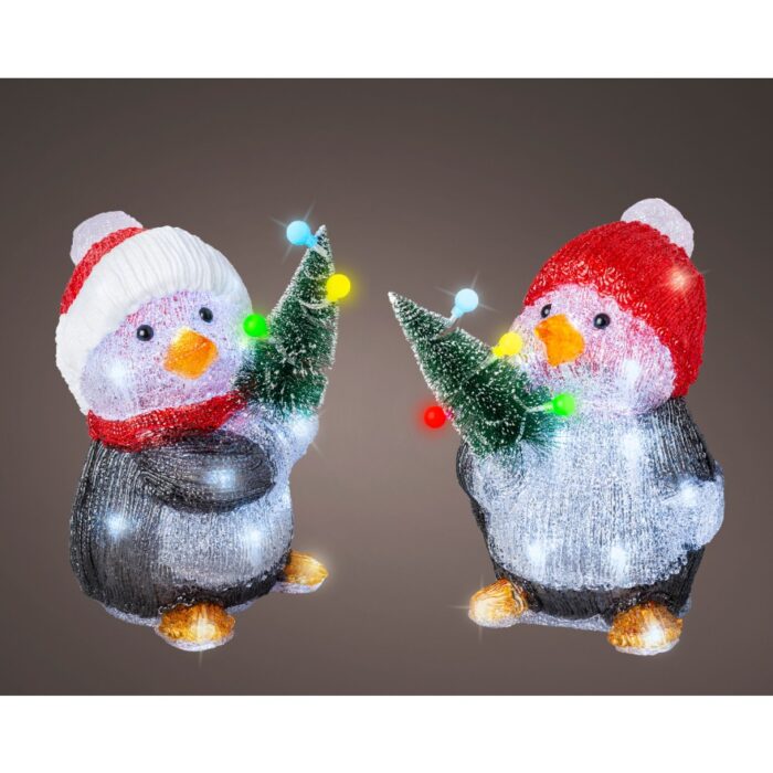 LED pinguïn acryl penguins steady BO buiten  2assL.17cm x W.17.5cm x H.26cm