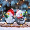 LED pinguïn acryl penguins steady BO buiten  2assL.17cm x W.17.5cm x H.26cm