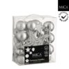 Boom decoratie onbreekbaar zilver 40 stuks - d8cm