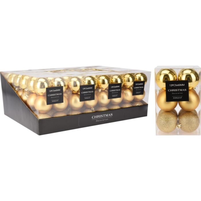 Kerstballen kunststof set van 12 stuks 60mm