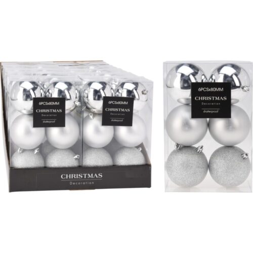 Kerstballen kunststof set van 6 stuks