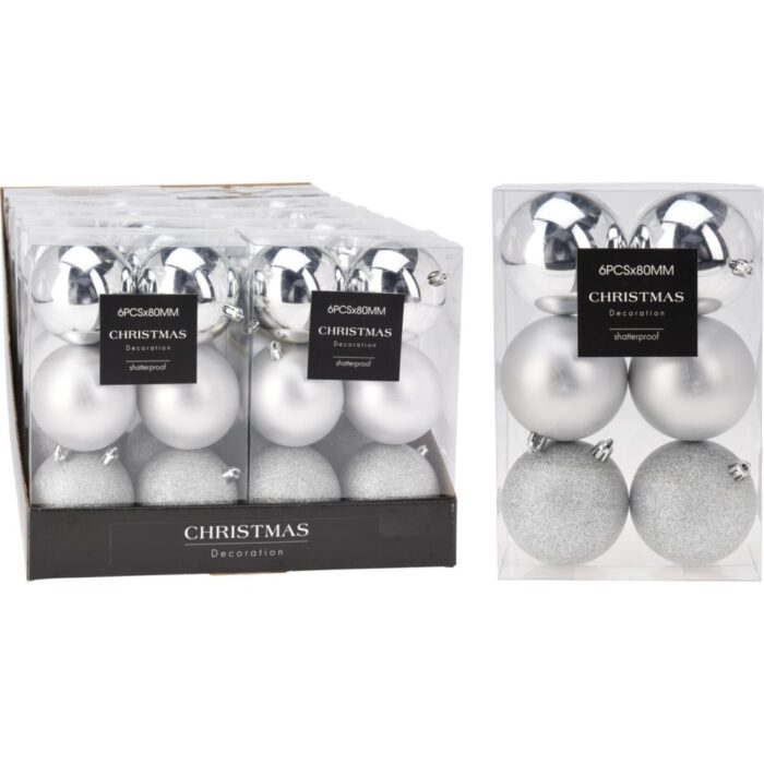 Kerstballen kunststof set van 6 stuks