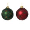 Kerstballen glas matt w red diamonds 2col ass