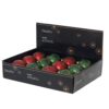 Kerstballen glas matt w red diamonds 2col ass