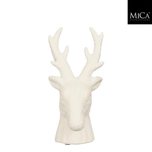 Decoratie rendier wit - l10,5xb10xh19,5cm