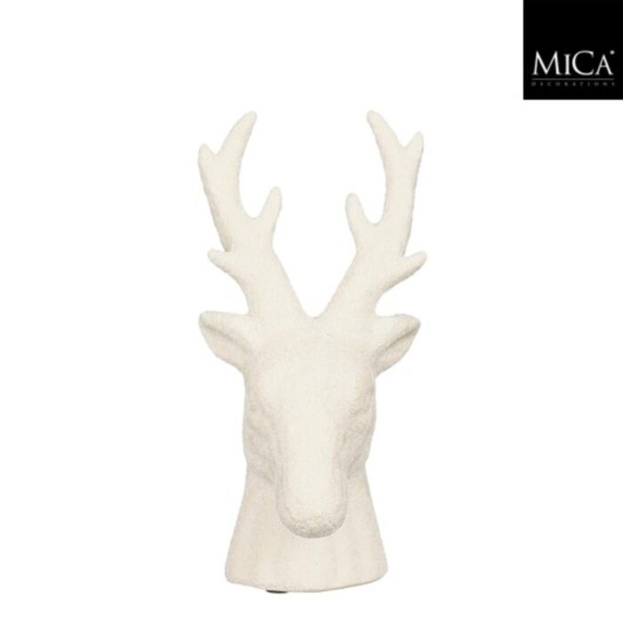 Decoratie rendier wit - l10,5xb10xh19,5cm