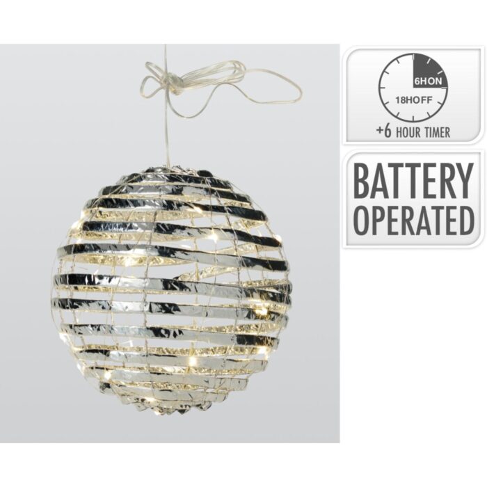 Bal van ijzer 20 cm warm wit led