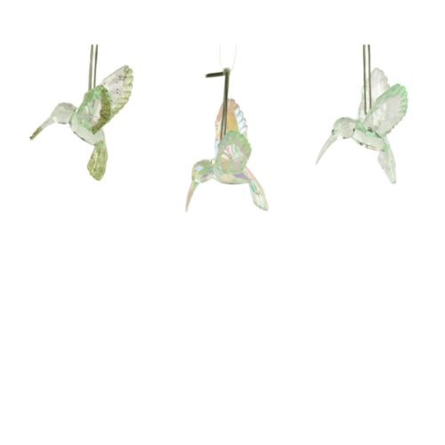 Kolibrie polystyreen transparent, iris, transpa with glitter 3ass (assortiment – willekeurige uitvoering)