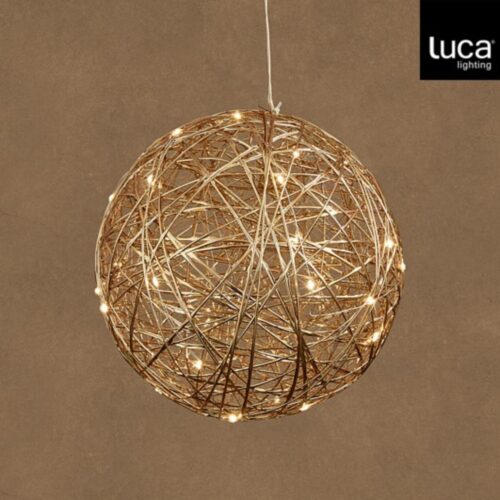 Bal hangend champagne warm wit bo en timer - d 30cm