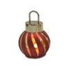 Kerstbal met LED lampjes stripe rood Ø10x15cm