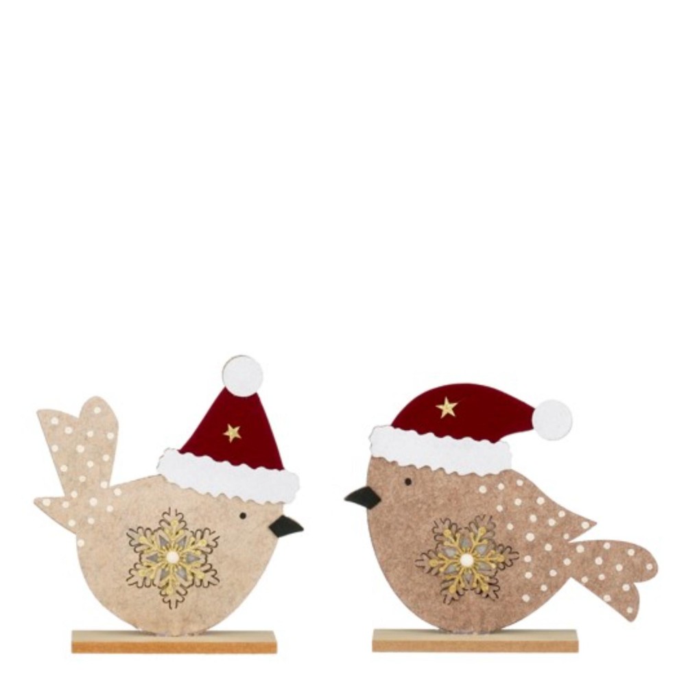 Decoratie vogel beige bruin 2 asst l23xb5xh22cm (assortiment – willekeurige uitvoering)