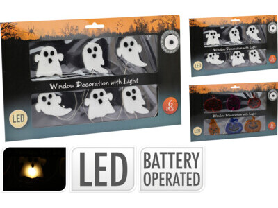 Halloween raamdecoratie met licht - set van 6