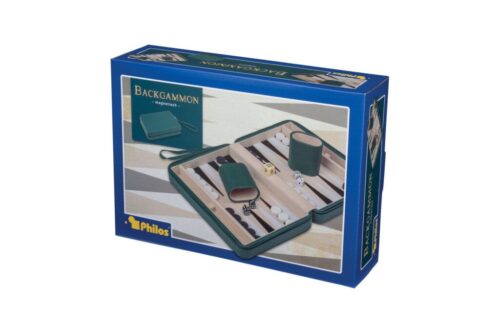 Philos Backgammon Reisspel Thasos, kunstleer, magnetisch sluiting, met handkoord – Bordspel vanaf 6 jaar