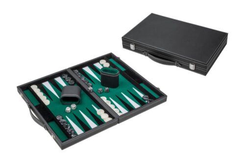 Backgammon, Zwart, Groen, Medium, Kunstl