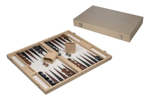 Backgammon Beige, Groot, Kunstleer