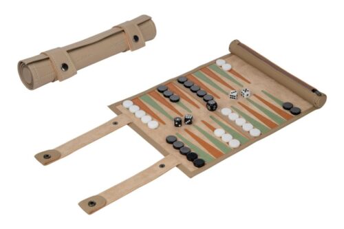 Backgammon, Reiskoffer, Oprolbaar Speelb