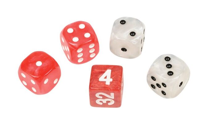 Dobbelset voor Backgammon, kunststof roo