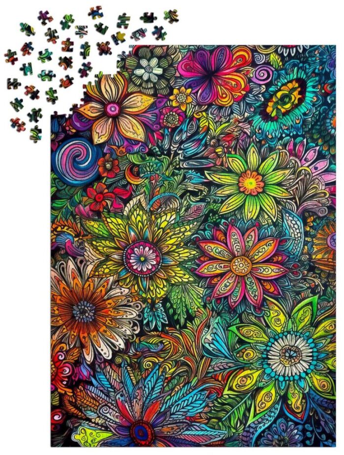 Abstract Stained Glass Flower Garden (10