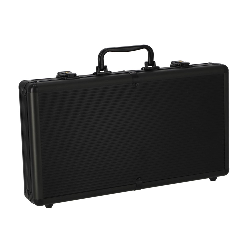 Pokerset in luxe zwarte koffer 300 delig met 2 decks speelkaarten en 300 11,5 grams fisches