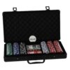 Pokerset in luxe zwarte koffer 300 delig  met 2 decks speelkaarten en 300 11,5 grams fisches