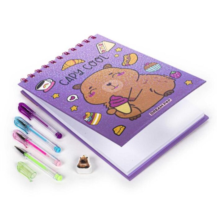 Dream Pop Capibara Schetsboek Met Gelpennen