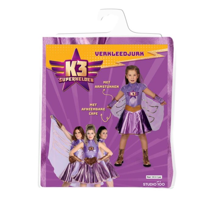 K3 Verkleedjurk - Superhelden - 6-8J.