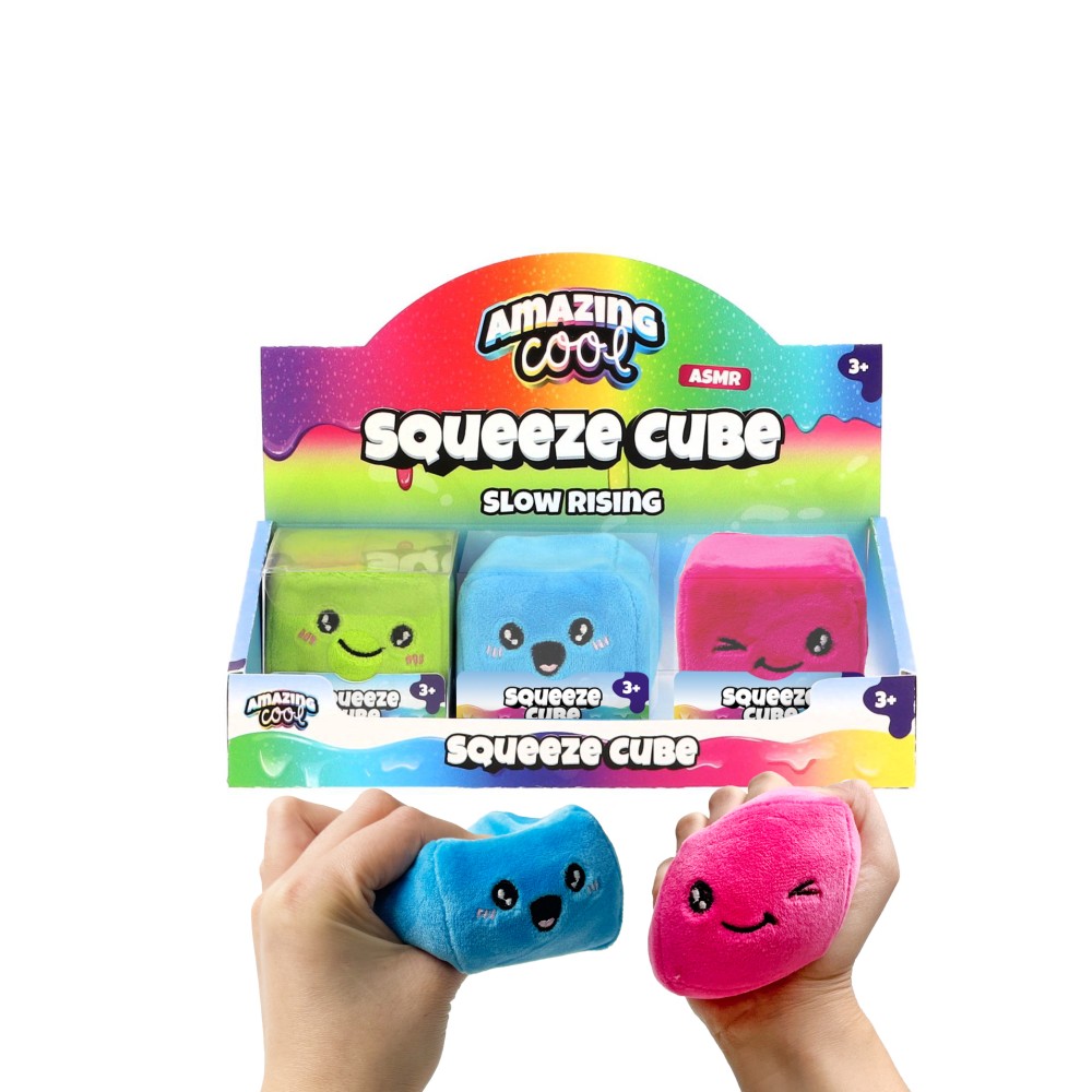Amazing Cool knijpkubus pluche neon assorti (assortiment – willekeurige uitvoering)