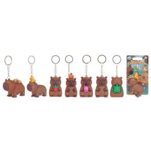 Capybara Sleutelhanger 3D 6 assorti 4-5cm (assortiment – willekeurige uitvoering)