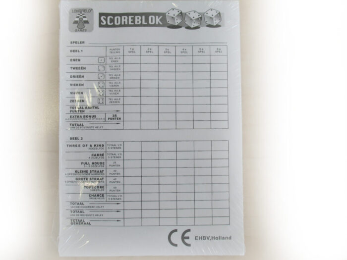 Scoreblok yahtzee 100 vel