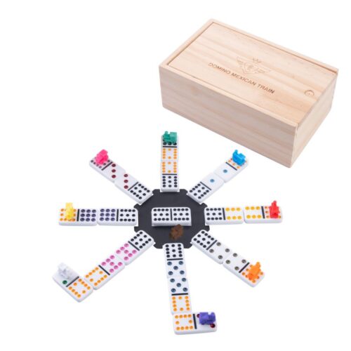 Domino D12 - Mexican Train in houten kis