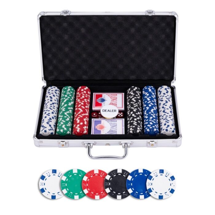 Pokerset in Zilveren Koffer, met 300 chi