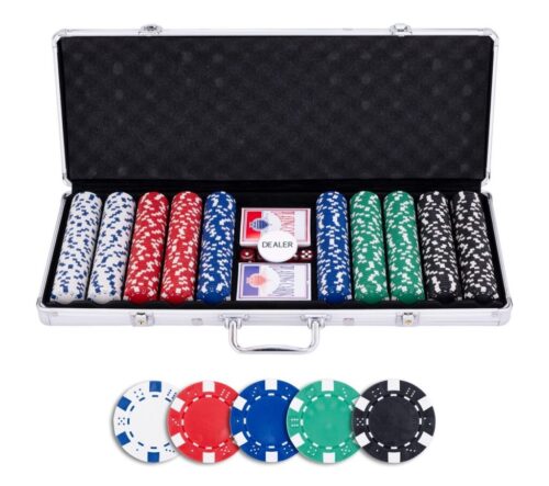 Pokerset in Zilveren Koffer, met 500 chi