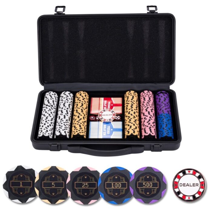 Pokerset in Zwarte Koffer, 300 chips met