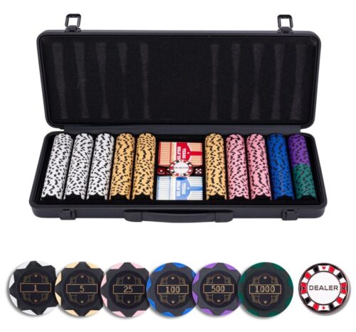 Pokerset in zwarte koffer, 500 chips met
