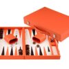 Backgammon 18" Oranje In Kunstlederen Ko