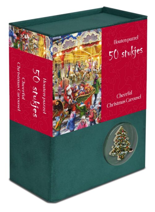 Kerstpuzzel hout- Cheerful Christmas Car