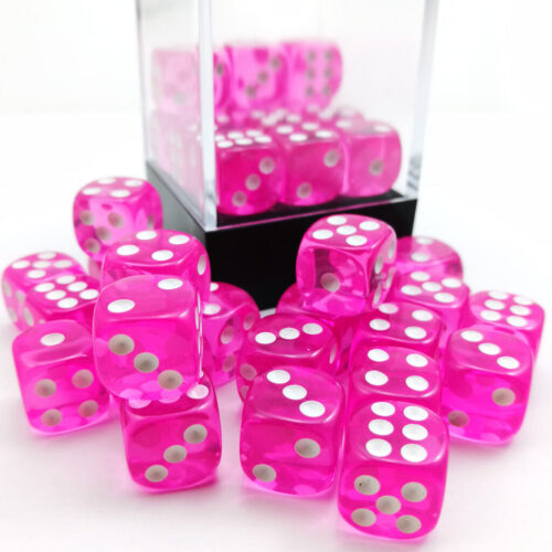 Translucent Pink D6 12mm (36 stuks)