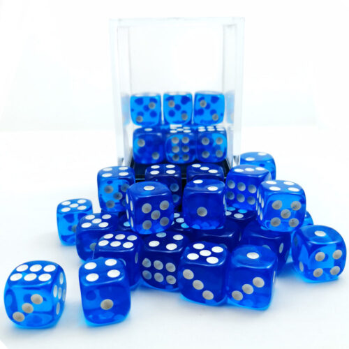 Translucent Lake Blue D6 12mm (36 stuks)