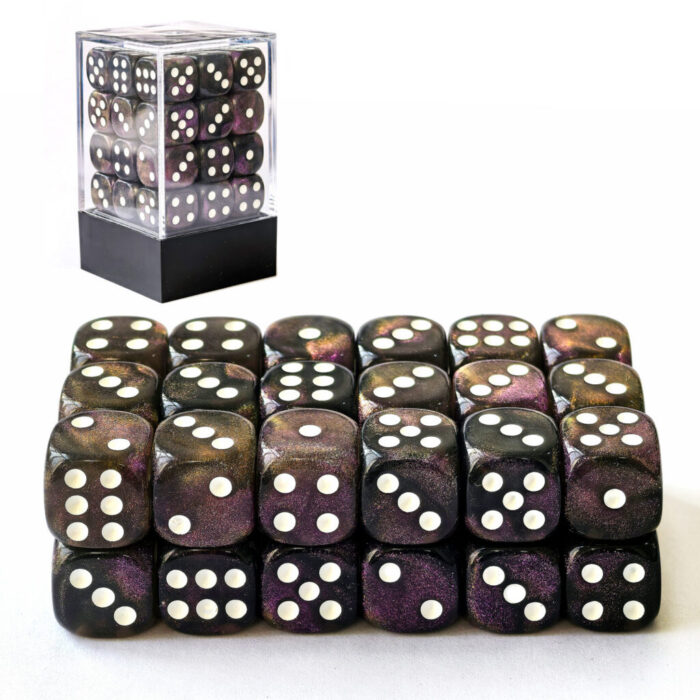 Moonstone Black/Purple Shimmery D6 12mm
