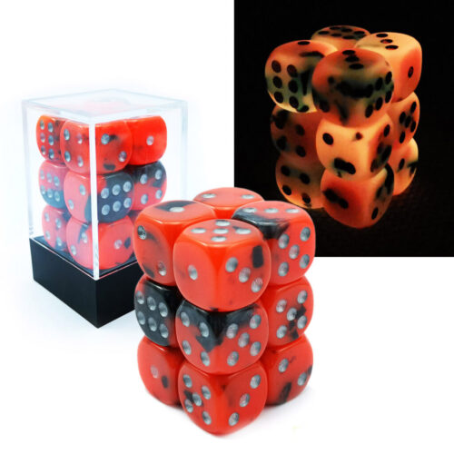 Two-Tone Glowing Dice D6 16mm Hot Rocks