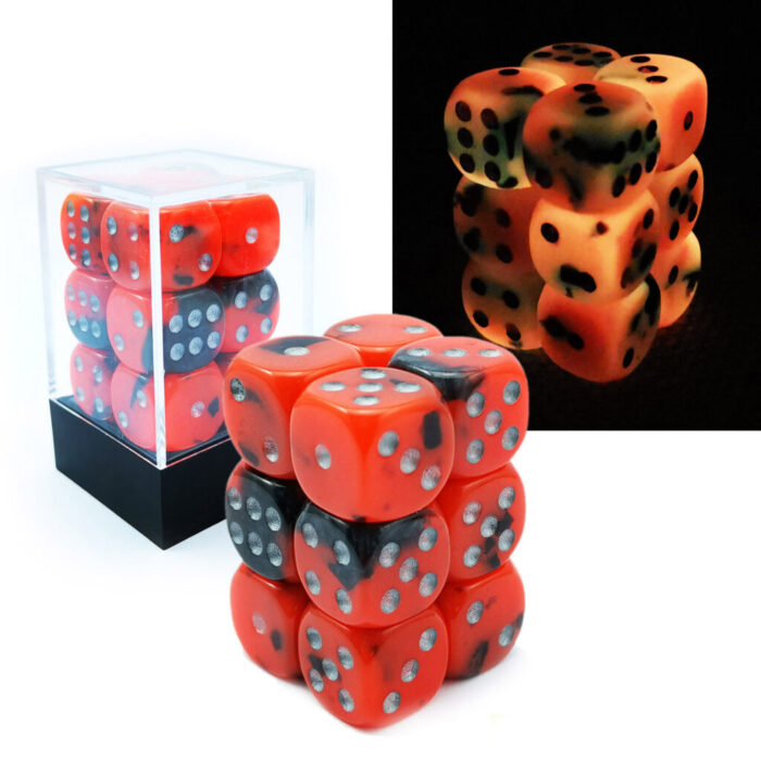 Two-Tone Glowing Dice D6 16mm Hot Rocks