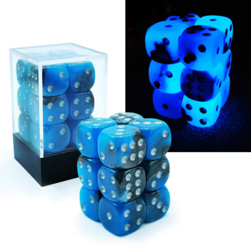 Two-Tone Glowing Dice D6 16mm Blue Dawn