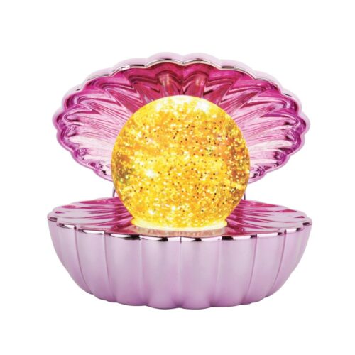 Parelsschelp 14 cm glitter roze , parel 7cm, BO/US party time